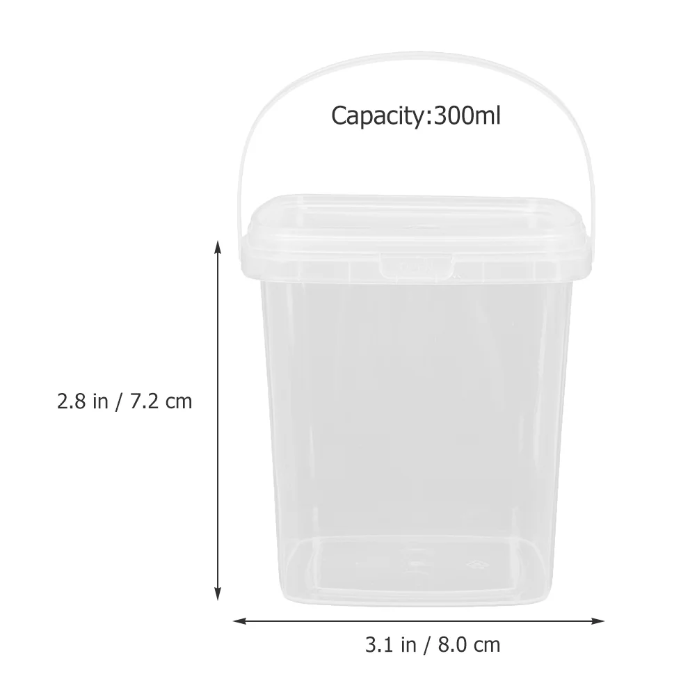 10 Pcs Multifunction Ice Cream Bucket Storage Bin with Lid Square Buckets Lids Pp