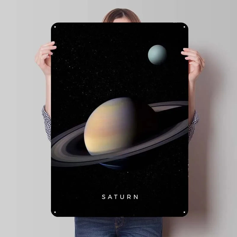 

Planet Saturn and Uranus Tinplate Signs Space Poster Retro Metal Sign Plaque for Wall Art Decoration Modern Home Decoration Room