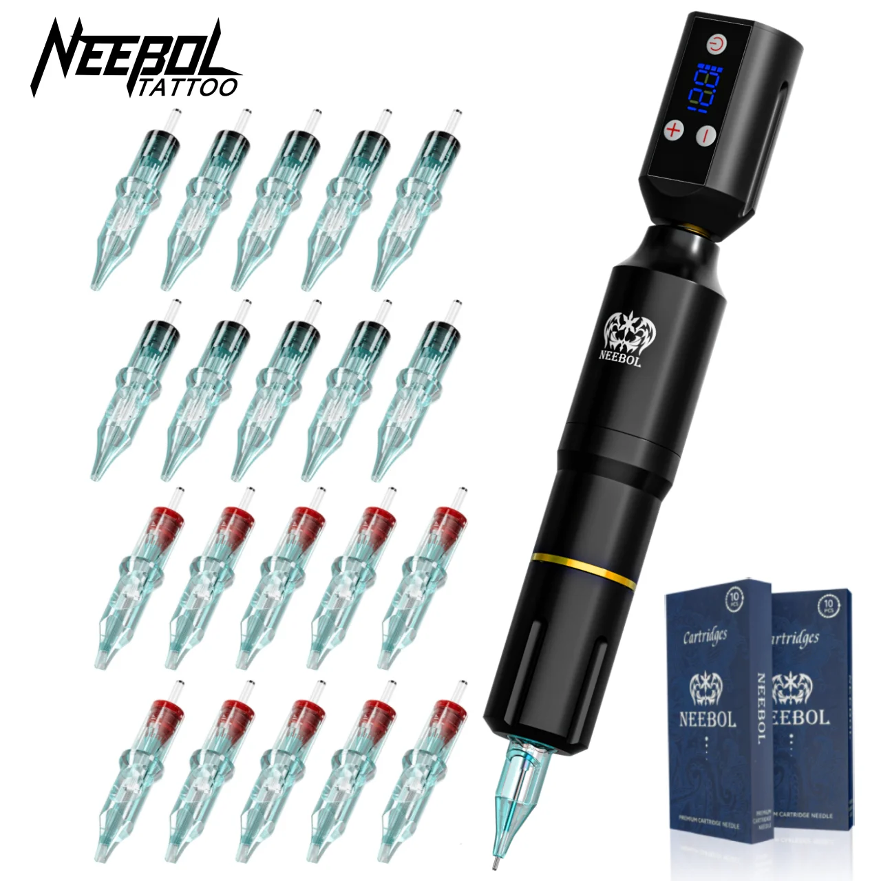 

1 комплект, беспроводной набор для татуировки Neebol, перезаряжаемый роторный тату-пулемет с питанием, цифровой светодиодный дисплей, подарок для любителей татуировки