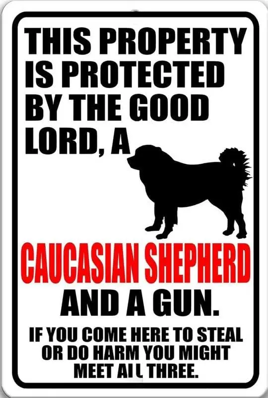 Shepherd Dog Sign Dog Warning Sign Dog Sign Warning Sign Caucasian Shepherd Gift Sign Gun Sign 2nd Amendment Sign NRA Sign  sign