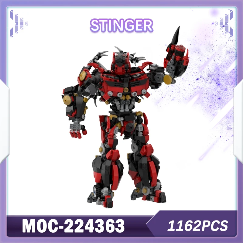 

MOC-224363 Научно-фантастический робот Mecha Series Stinger Building Block в сборе Супер темно-красный технологический робот Brick Boy 1162 шт.