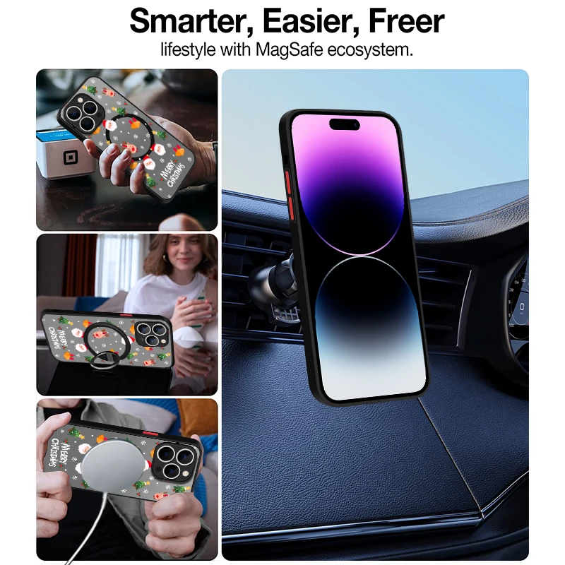 Cartoon Christmas Phone Case For iPhone 18 ProMax 17e 17 16 15 Pro Max 14 13 Pro For Magsafe Wireless Charge Magnetic Hard Cover view 5