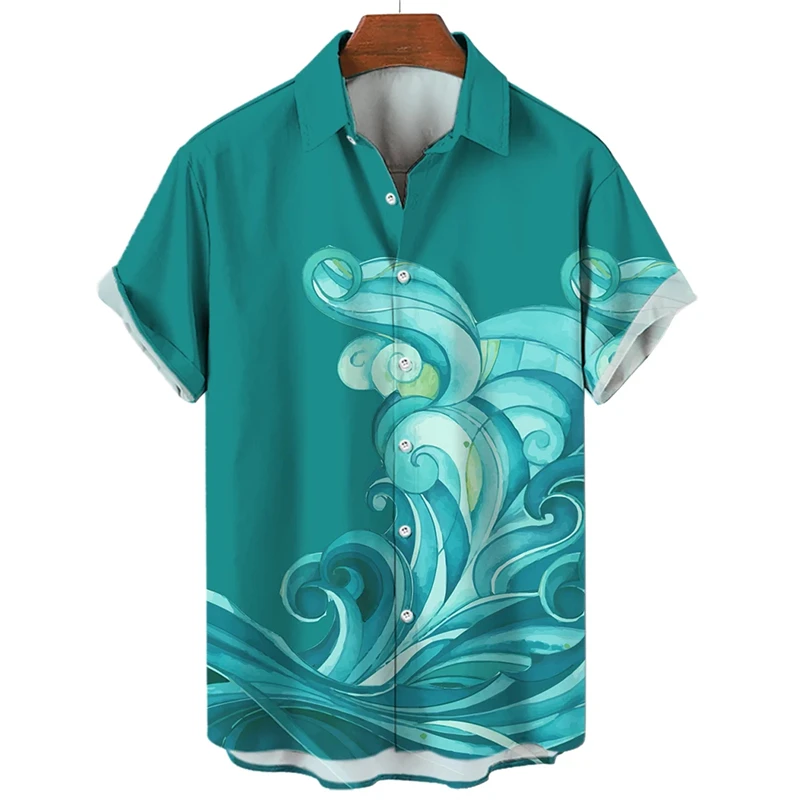 

Men's Shirts Sea Wave Graphic Shirt For Man Casual Summer Oversized Tees Short Sleeve Tops Harajuku Streetwear Men's Clothing