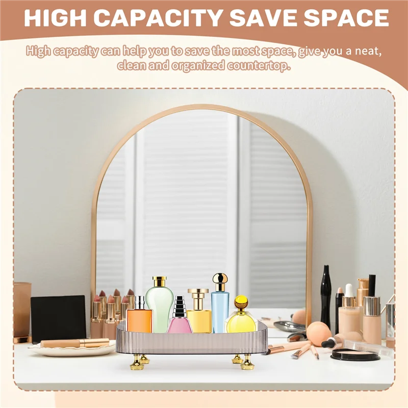 AT48-Makeup Perfume Organiser Key Storage Ornaments Decorative Dresser Tray, Countertop Organizer Tray For Cosmetics,B Easy Inst