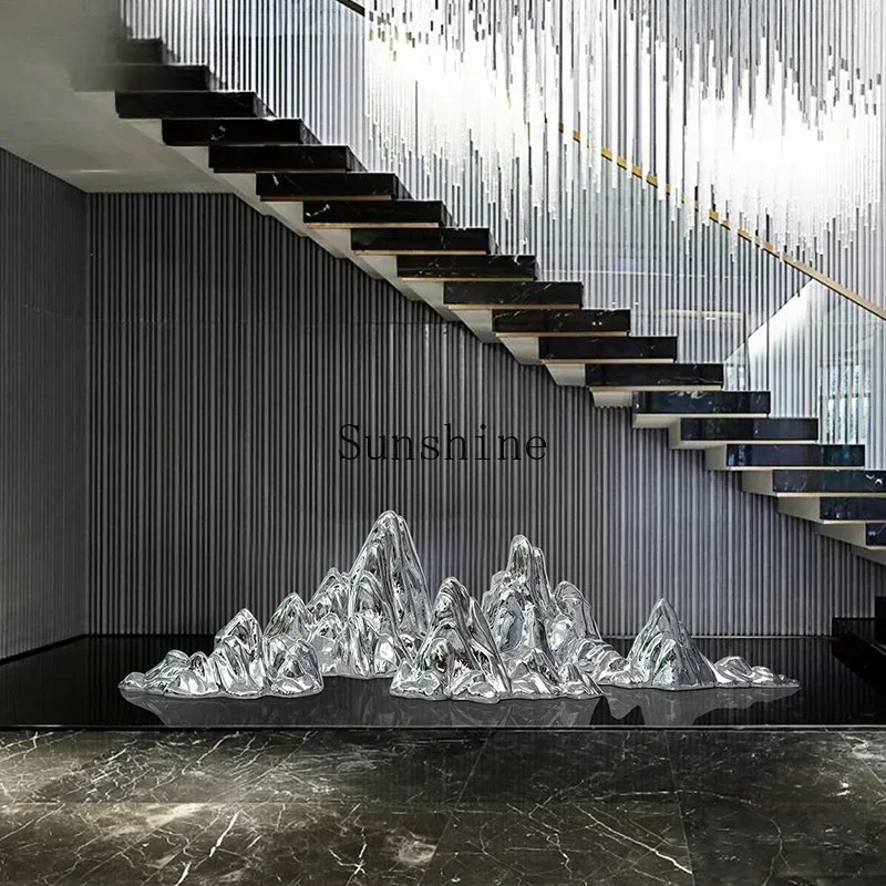 Hotel lobby floor-to-ceiling sculpture ornament sales office large rockery installation  FT