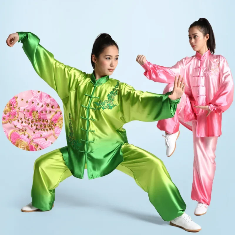 

Martial Art Uniform Tai Chi Clothes Kung Fu Dress Wushu Clothing Women And Men Unisex Embroidery Gradient Kun Master 2023 New