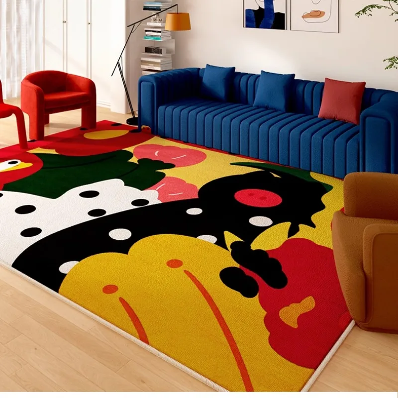 

Cute Colorful Living Room Carpet Dopamine Abstract Thickened Soundproof Bedroom Bedside Floor Mat Waterproof Non-slip Sofa Rug