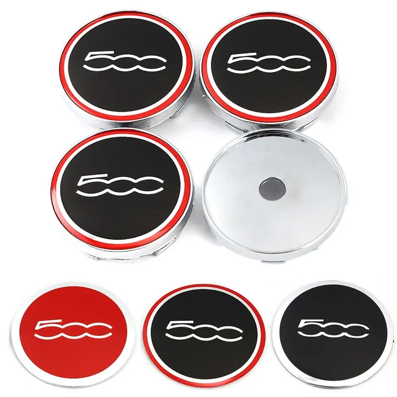 4pcs 56mm 60mm 500 Emblem Logo Car Stickers Car Wheel Hub Center Cap Cover Badge Styling Accessories For Fiat 500 500e 500X 500c