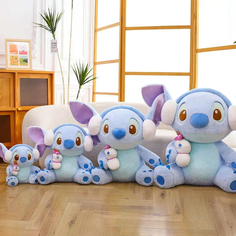 80cm Winter Christmas Hug Scrump Stitch Oversize Plush Toy Stuffed Dolls Dsiney Cartoon Anime Soft Girl Kids Doll Birthday Gift