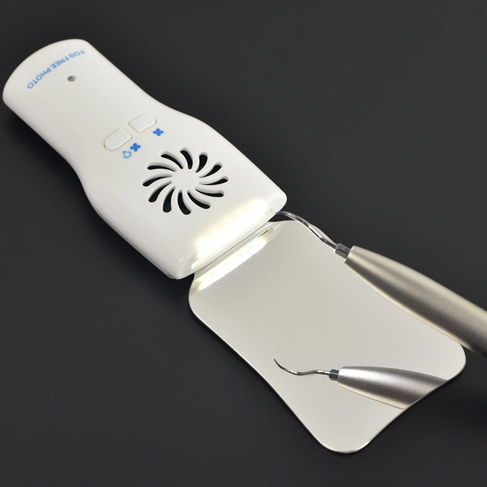 LED Dental Mirror | Stainless Steel Intraoral Mirror for Exams | Orthodontic Photography Tool | Rechargeable Light