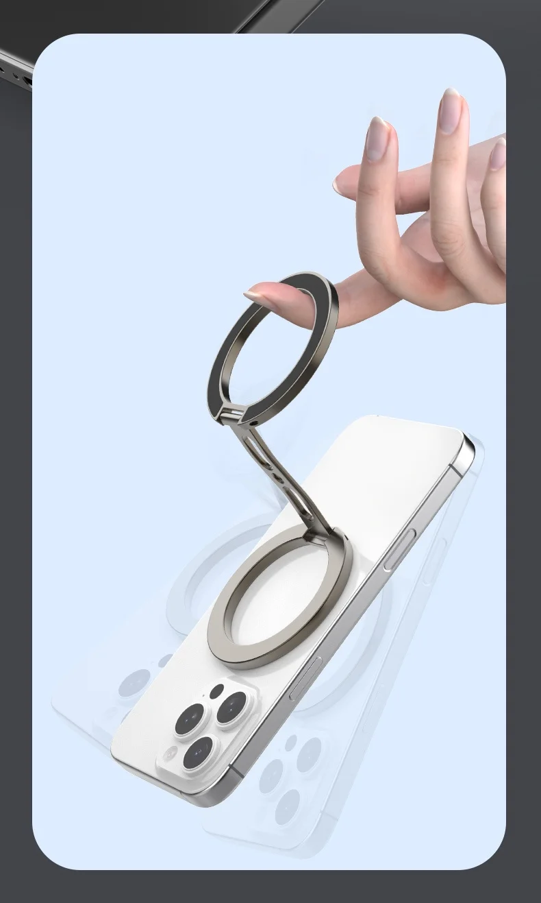 Starker Magnetischer Telefonhalter für MagSafe Doppelseitiger Magnet-Fingerring-Ständer für Desktop-Fitness Klappbare Halterung für Phone 17 16 – Detail 9