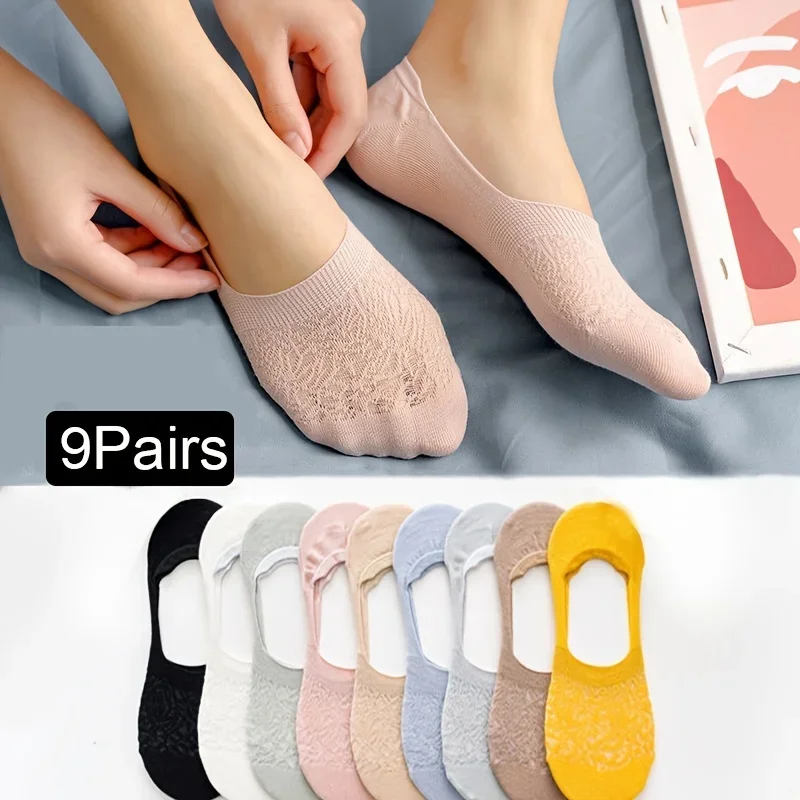 5 pairs Invisible Socks, Breathable Cotton Boat Socks, No Show & Liner Socks, Women\'s Stockings & Hosiery