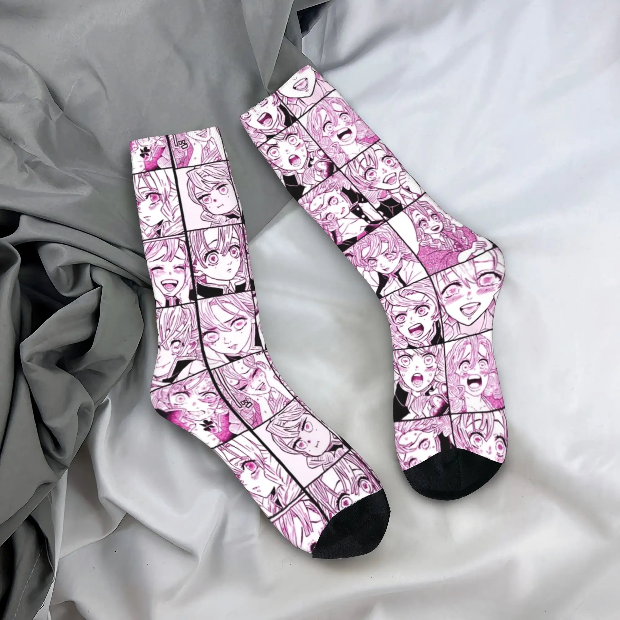 Autumn Winter Colorful Men's Women's Demons Slayers Anime Socks  Sweat Absorbing Middle Tube Socks
