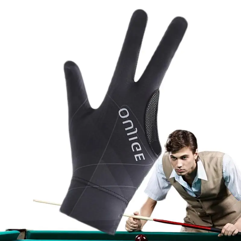 3 Finger Single Pool Gloves Non-Slip Soft Billiards Gloves Breathable Wear-Resistant Cue Action Gloves Billiards Accessories