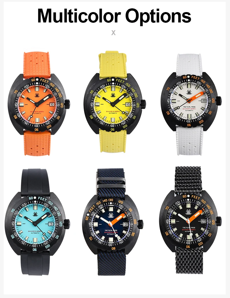 Jam tangan pria taktis Frog PVD SUB 300T Diver jam tangan pria NH35 jam tangan mekanis otomatis kristal safir kedap air 200m gratis ongkos kirim