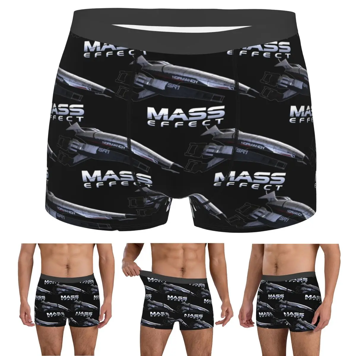 Boxer Underpants Shorts Mass Effect Normandy SR1 Panties Men Soft Underwear for Homme Man Boyfriend Gifts