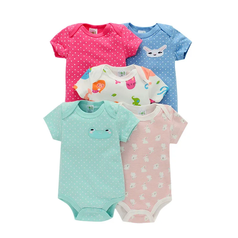 

Baby Cotton Romper Short Sleeve Jumpsuit One Piece Breathable Romper Infant 3-12M Clothes Baby Bodysuit Mixed Size 5pcs /Lot