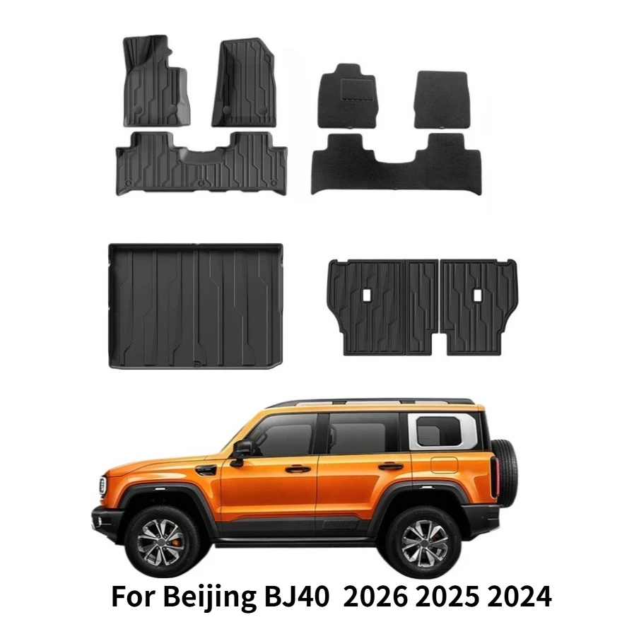 Für Beijing BJ40 2024-2026 Fußmatten Kofferraummatte Allwetter-Vorder- und Hinterkofferraum-Auskleidungsmatte, Wasserdicht Rutschfest Zubehör
