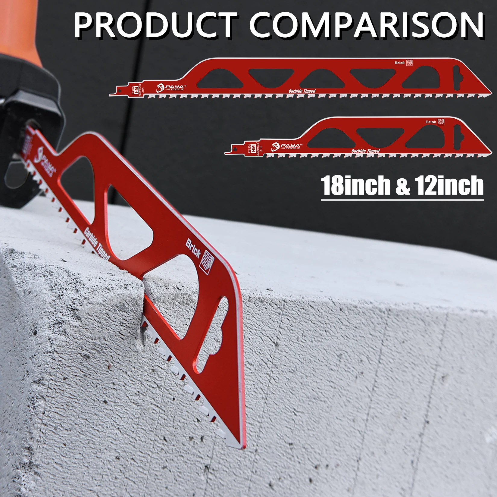 PAYA 12-Inch 18-Inch Demolition Masonry Reciprocating Saw Blade Carbide Blades for Cutting Aerated Concrete Hollow Brick Cement