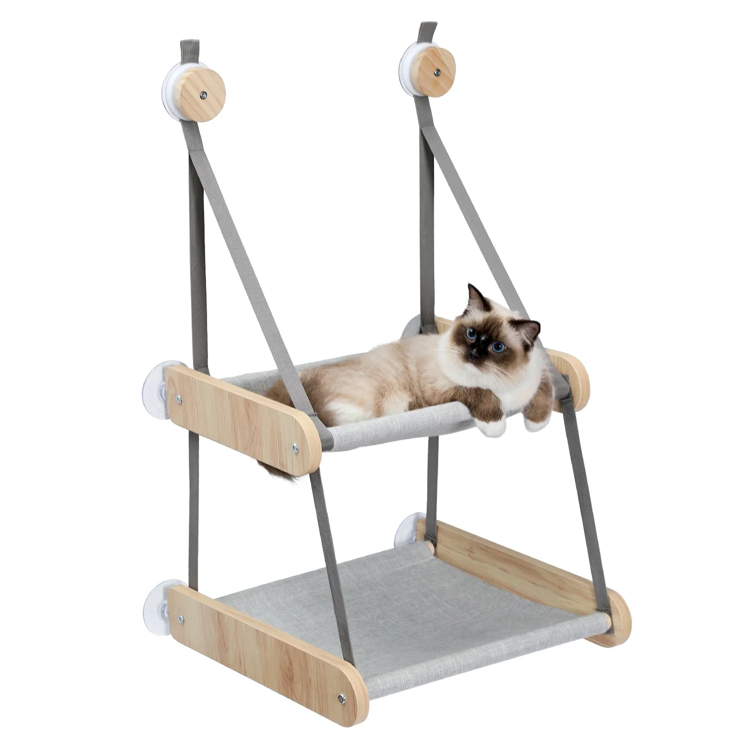 

Double Cat Window Hammock Mounted Perch Pet Sleeping Hanging Shelf Cat Balcony Hanging Bed Adjustable Height Seat Safety Indoor
