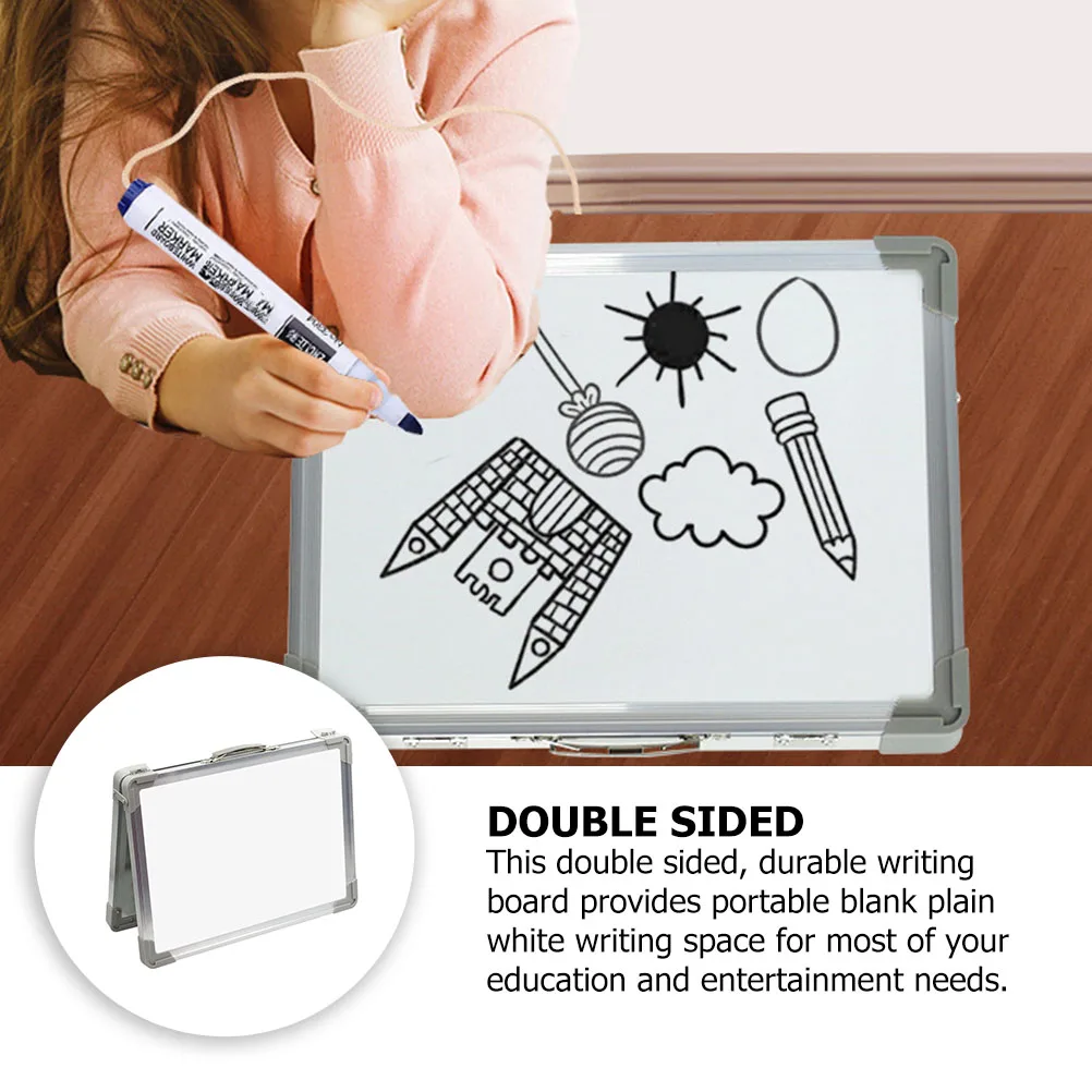 

Magnetic White Board Double Sided Desktop Writing Board Erasable Kids Foldable Plain White Dry Wipe Surface Bulletin School