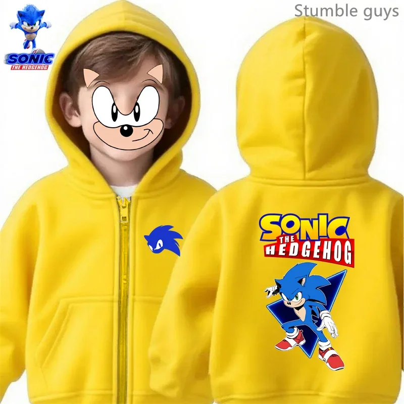 سونيك القنفذ الاطفال الرمز البريدي هوديي ربيع الخريف لينة تنفس بنين بنات ملابس رياضية اللعب في الهواء الطلق