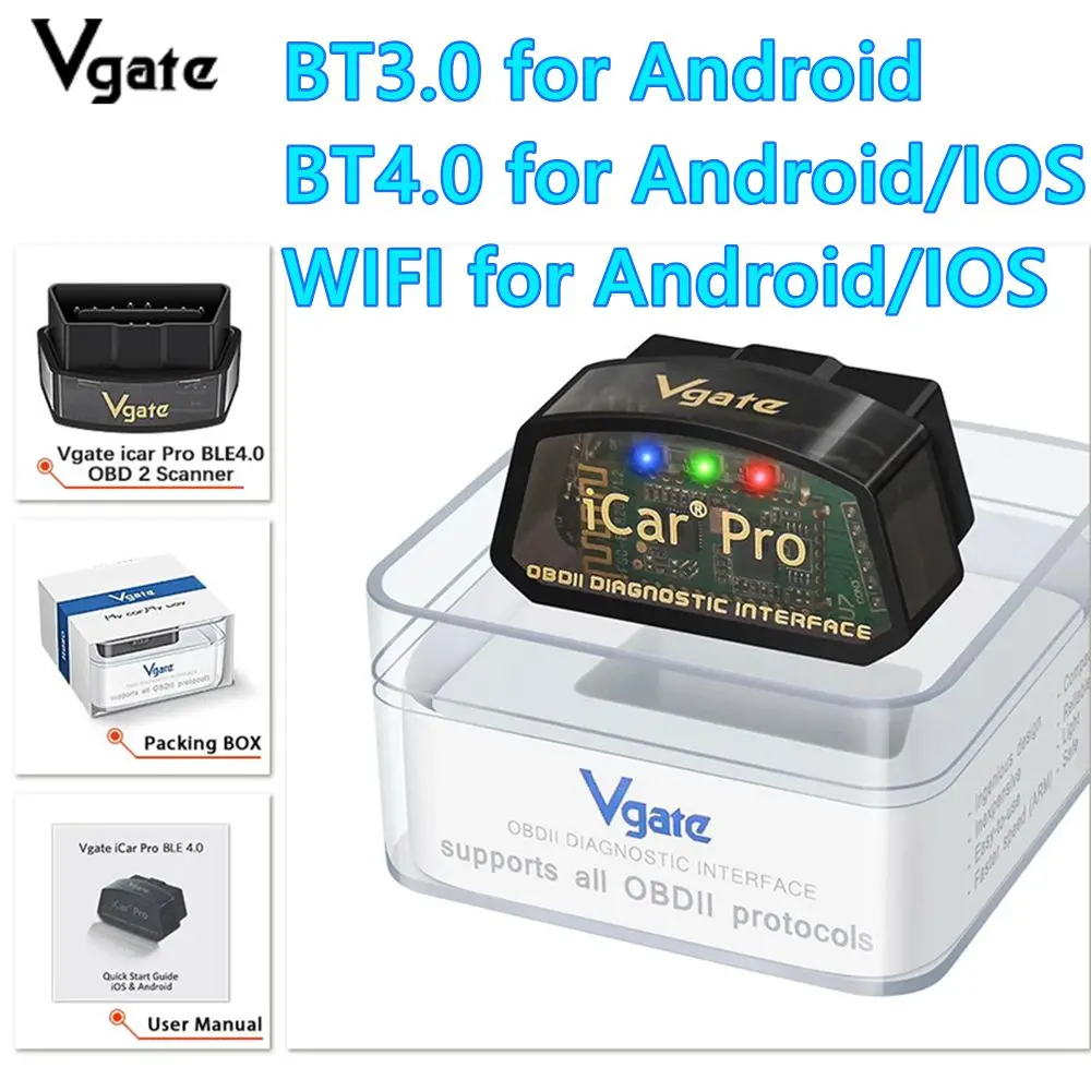 Vgate iCar Pro elm327 V2.3 OBD2 Автомобильный диагностический сканер WIFI BT4.0 для Android/IOS BT3.0 для Android Автомобильный сканер Инструмент