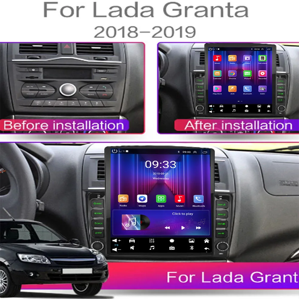 9.7 “ 2Din Android 14 Car Stereo Radio For LADA BA3 Granta Cross 2018- 2023 GPS Navigation carplay Multimedia Video Player