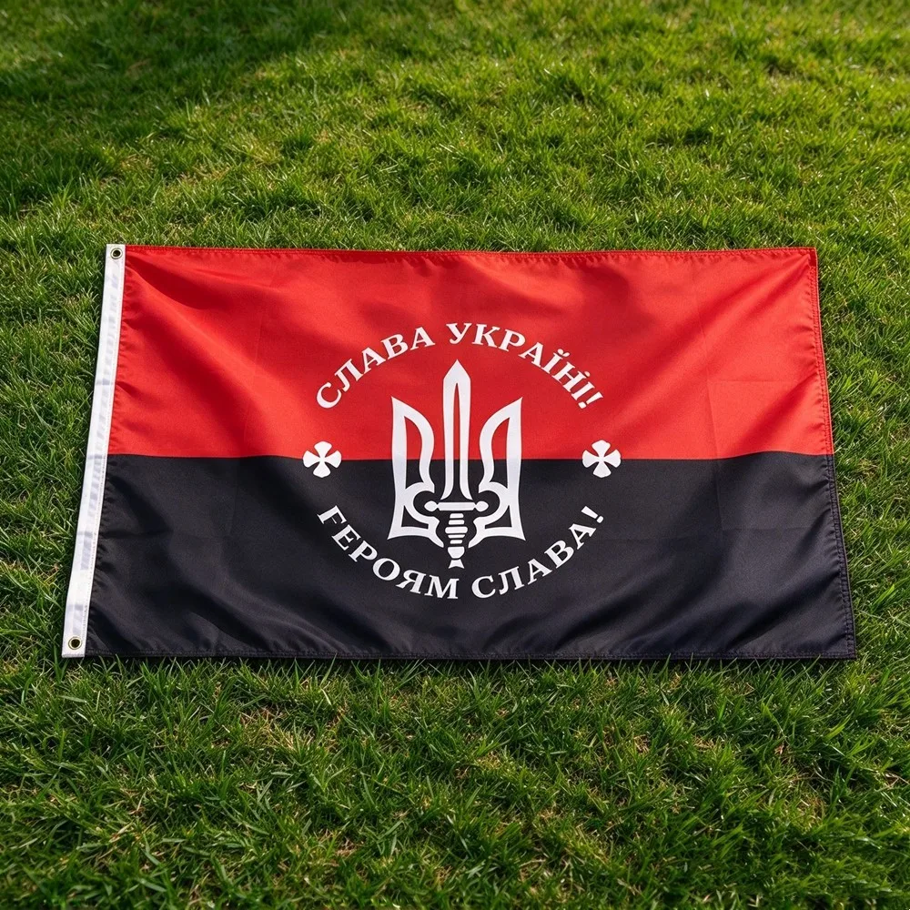 Ukrainian Trident Historical Flag 2x3ft 3x5ft Red Black Patriotic Polyester Banner Indoor Outdoor Home Wall Decor