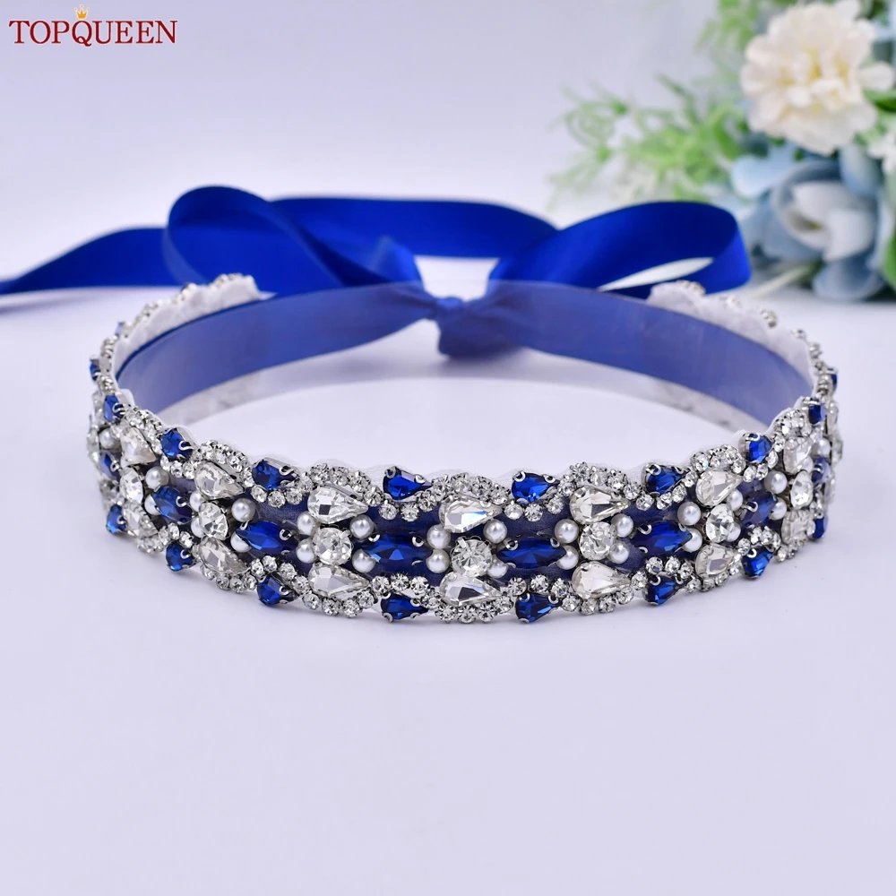 Top queen Hochzeit Schärpe Zubehör Marineblau Diamant Braut gürtel Hand Perlen Strass Patch Brautjungfer Schärpe S466-ML