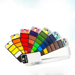 Foldable Drawing Water Color Pigment Solid Watercolor Paint Set with Water Brush Pen 18/25/33/42 Colors