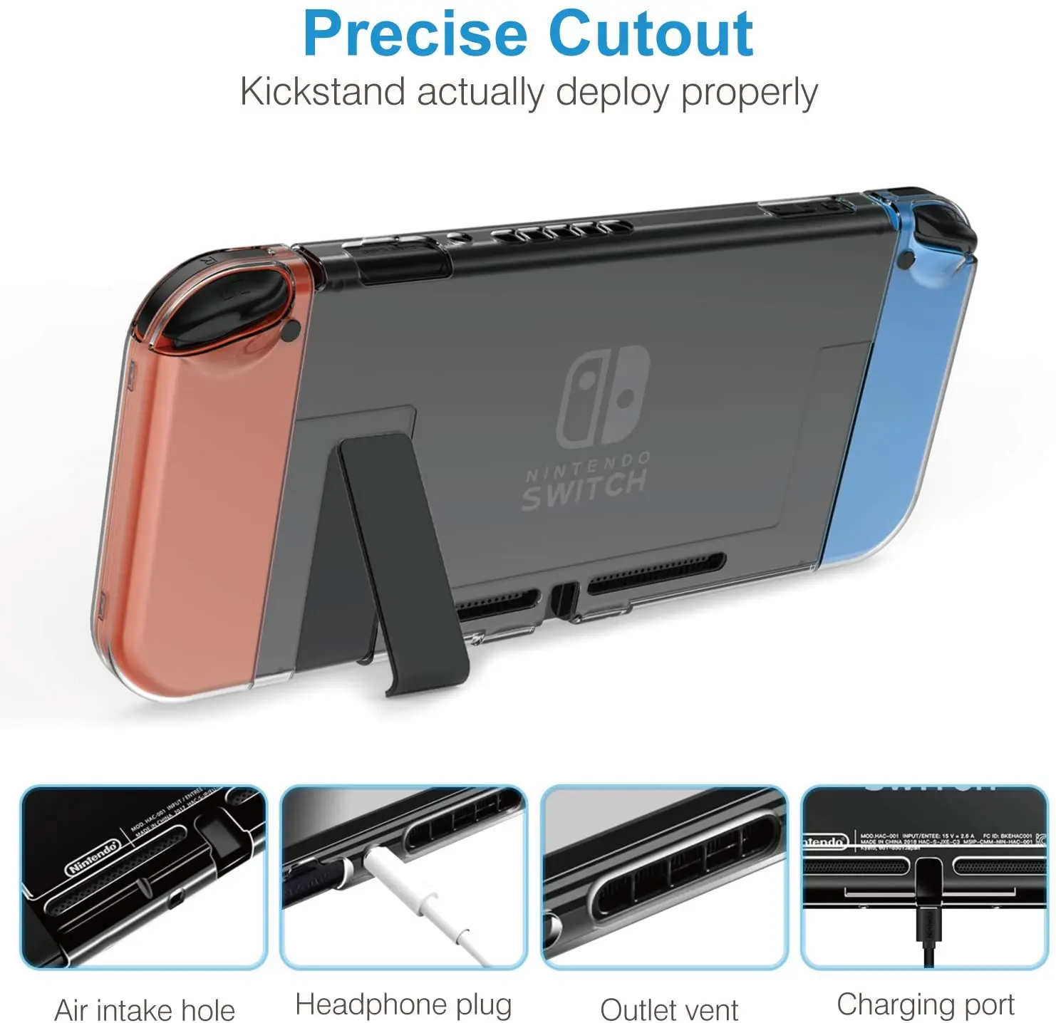 هيستوب حافظة قابلة للدوران متوافق مع نينتندو سويتش ، حافظة حماية شفافة مع واقي للشاشة من الزجاج المقسى