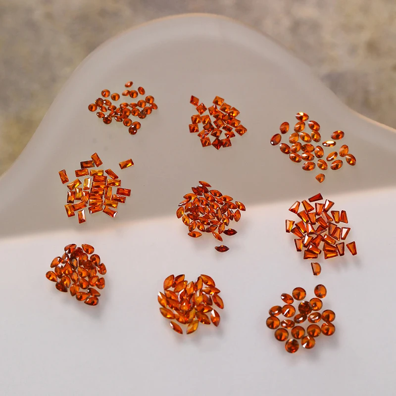 50pcs Mini Flat Bottomed Transparent Pomegranate Red Small Zircon Mixed Shapes Irregular Nail Art Diamond Mini Nail Charms