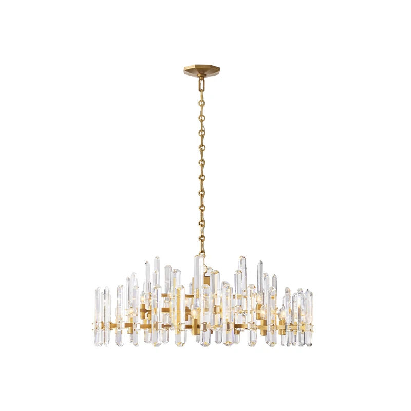 

E14 Led Dimming American K9 Crystal Brass Silver Chandelier Hanging Light Lustre Suspension Luminaire Lampen For Living Room