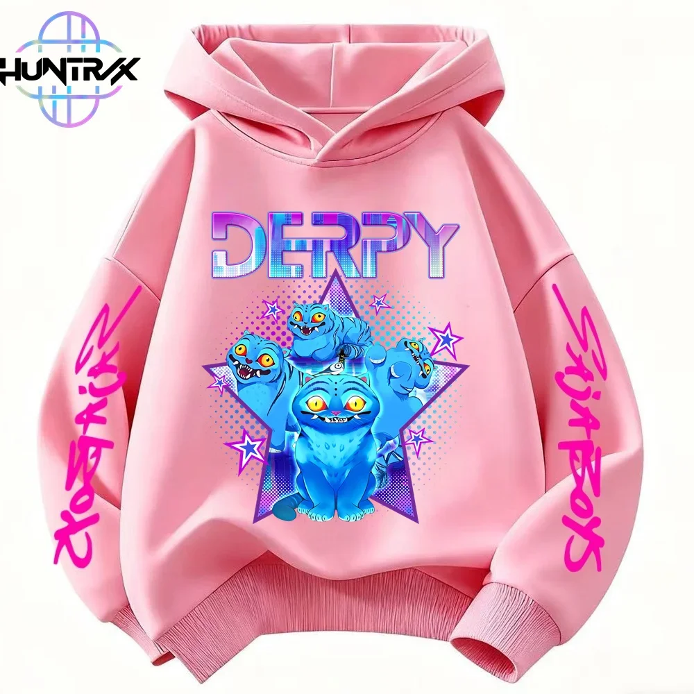 

Одежда для мальчиков, толстовка с капюшоном для девочек KPop Demon Hunters Huntrix, детская толстовка с графическим рисунком на весну и осень