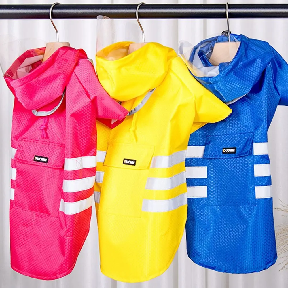 

Waterproof Windproof Pet Hooded Raincoat High-Visibility with Reflective Strip Pet Rain Jacket Adjustable Fashion