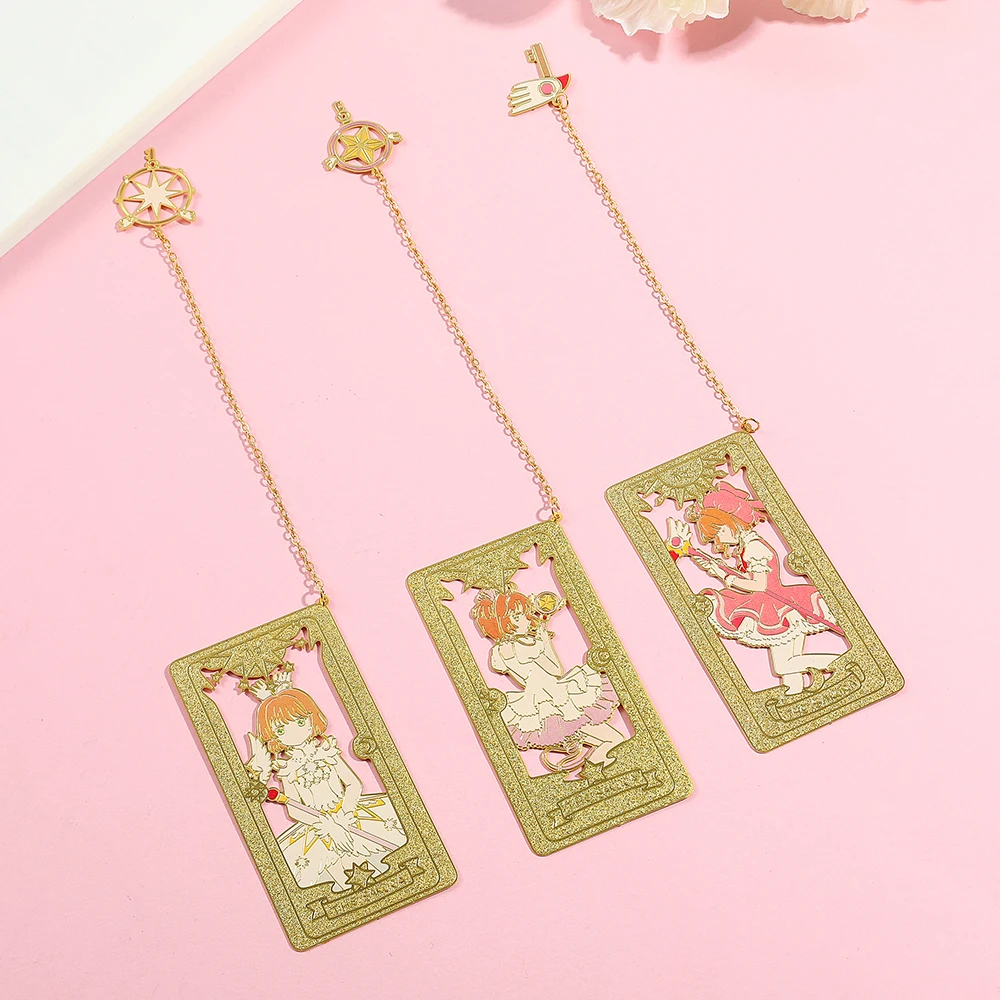 Anime Card Captor Sakura Bookmarks Gift Anime Fans Collection Cherry Metal Bookmarks for Book Lovers Stationery School Supplies