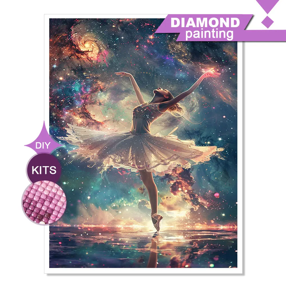 Huacan Vollquadratische Runde Diamant-Malerei Sternenhimmel Ballerina Diamant-Stickerei Porträt Landschaft Neue Dekorative Gemälde