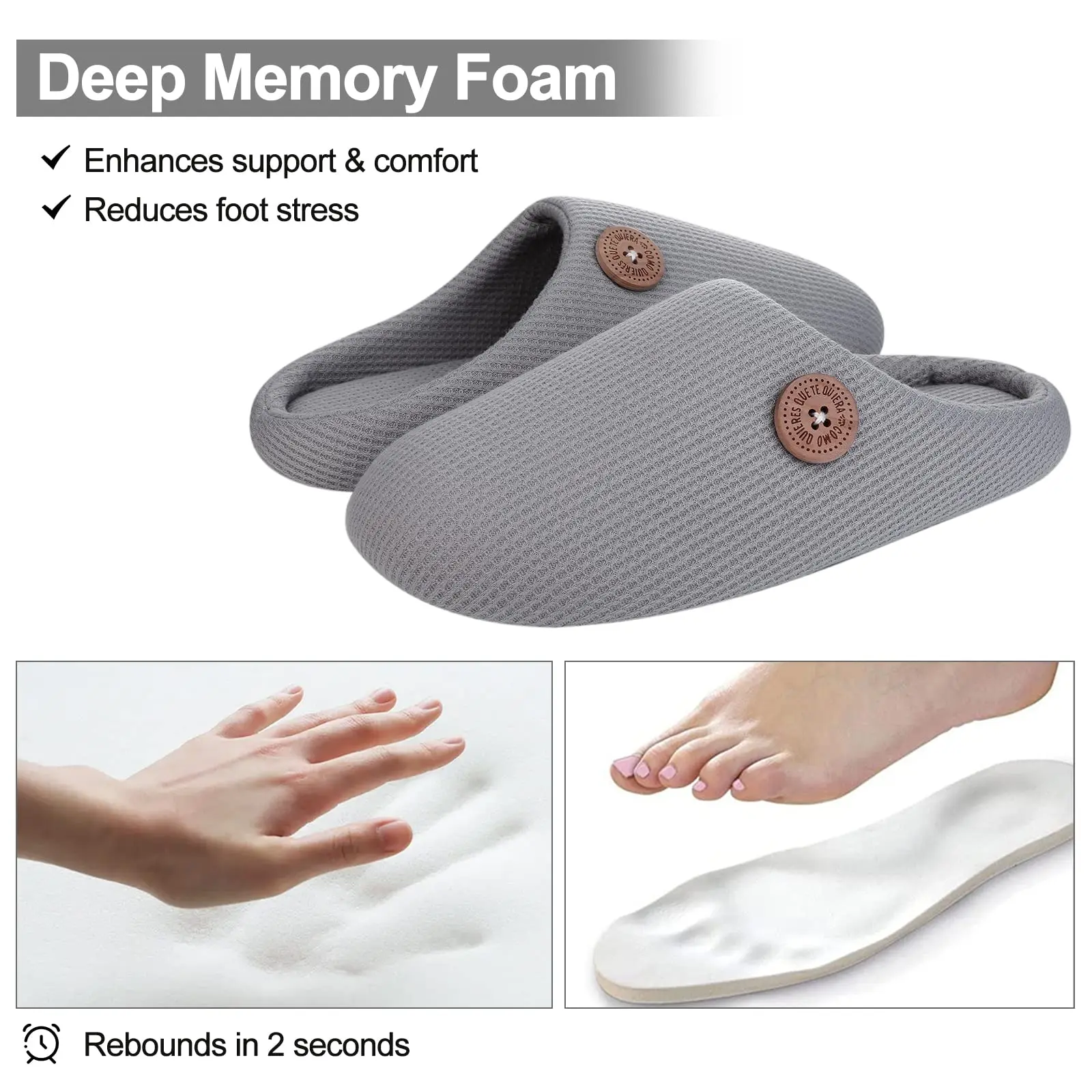 Litfun Winter Cotton Slippers For Men Women Anti-slip Home Slides Durable Cozy Warm Slides Deep Memory Foam Breathable Slipper
