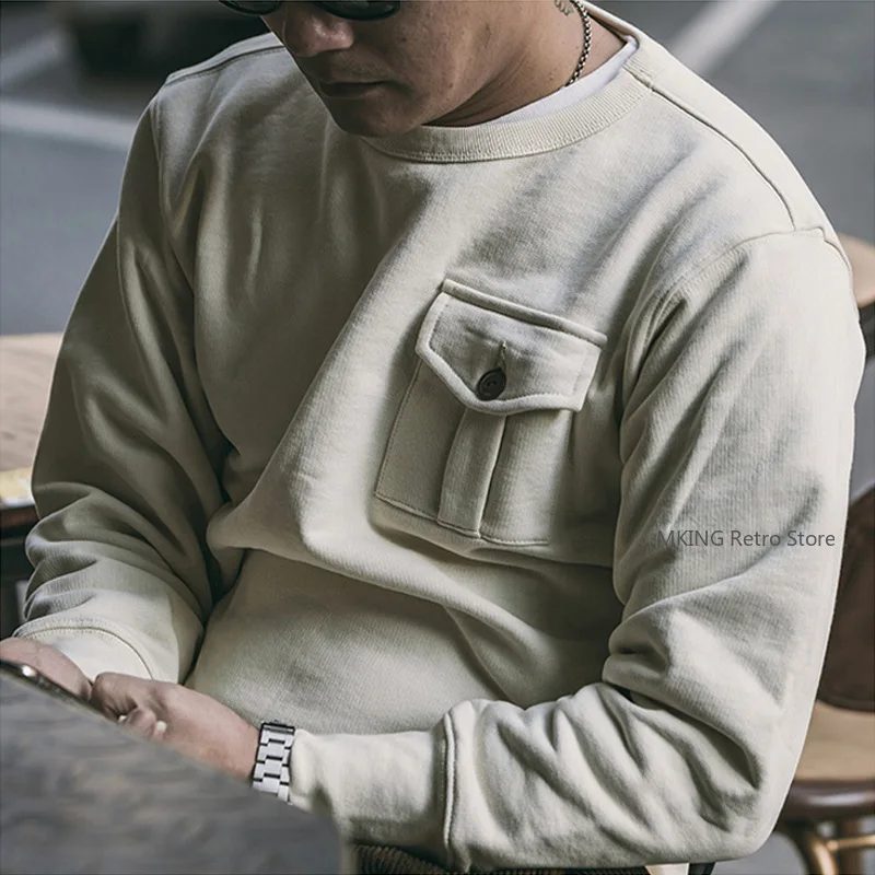 

Non Stock Heavy 500G Thick Cotton Twirl Sweater Men's Solid Pocket Sweater