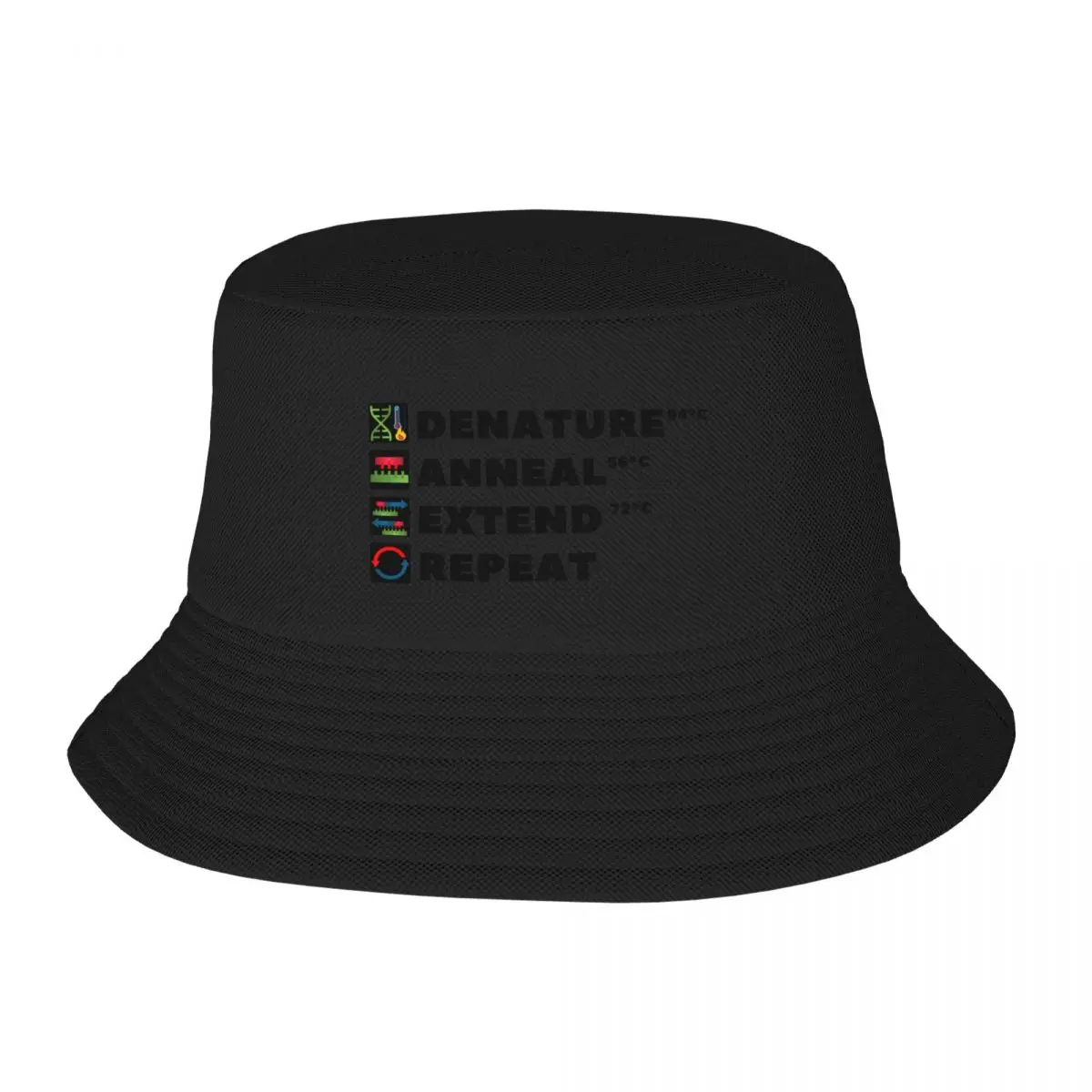 

PCR Process Steps of Polymerase Chain Reaction Molecular Biology Science Bucket Hat black Luxury Man Hat Woman Hats Men's