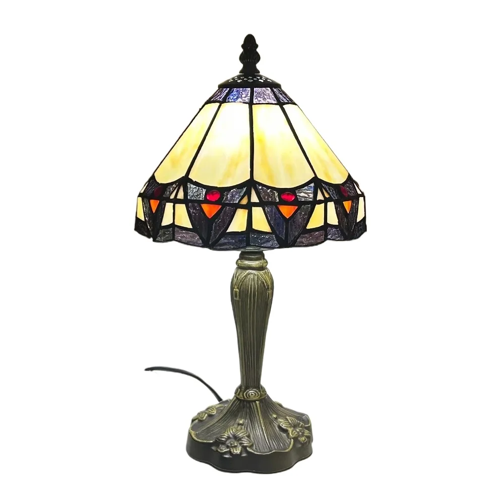 

8inch Tiffany Stained Glass Lampshade Classical Bedside Desk Light Bedroom Study Bedroom Table Lamp