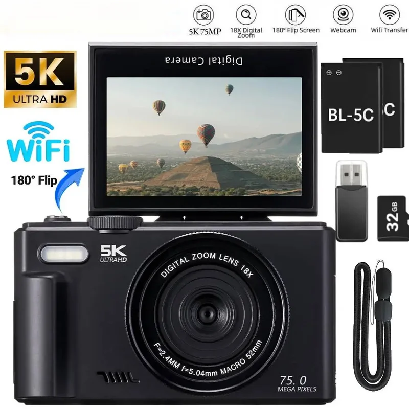 New 4K CCD Retro Digital Camera Portable Camera 50 Million Pixels Auto Focus Entry-level Camera Dual Camera Flash Student CCD