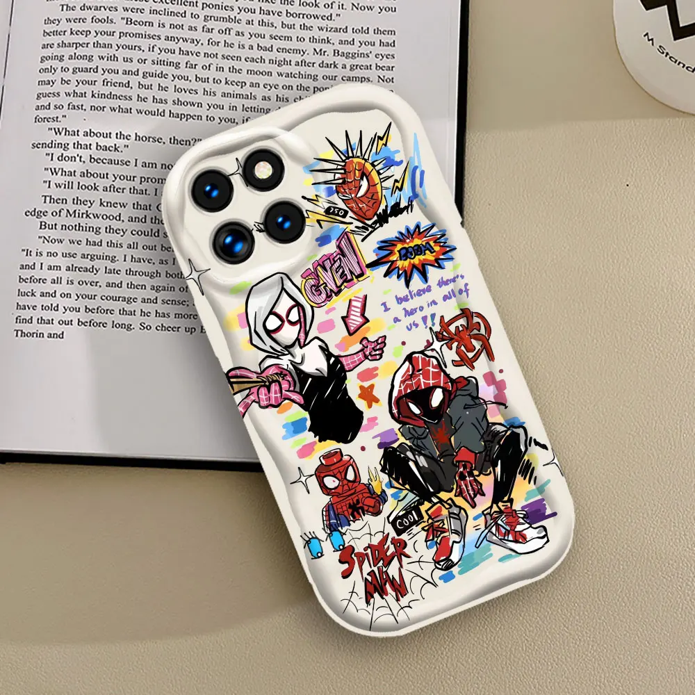 Marvel Spider Man Into the SpiderVerse Case For Xiaomi Mi 14 12 11 Poco X6 X5 X4 X3 M6 M4 M3 F4 F3 Pro GT Nfc Lite 3D Wave Cover