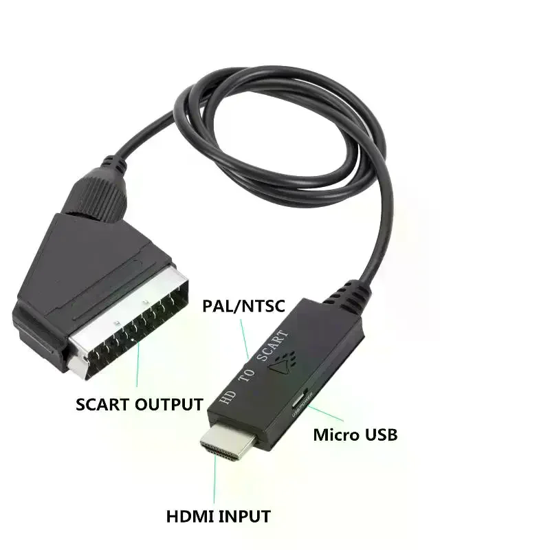 1Set -Compatible Input To Scart Output Plug And Play For VHS VCR DVD HD -Compatible To Scart Audio Video Converter Cable