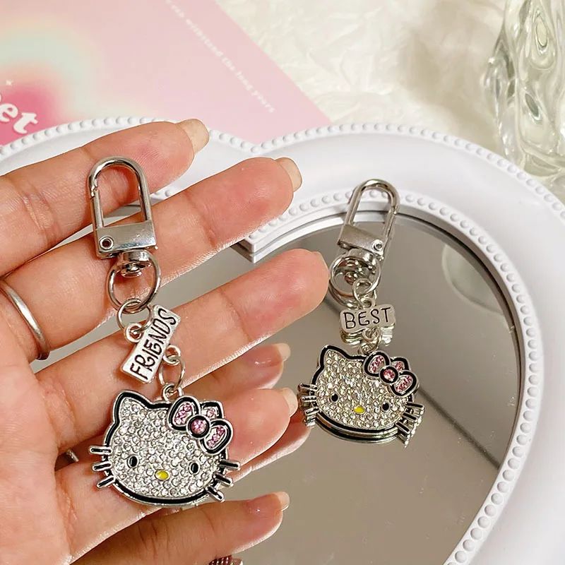 

1 Set Best Friends Y2K Silver Color Metal Hellokittys Keychain Cool Keyring Girls Bag Pendant Backpack Hanging Decoration