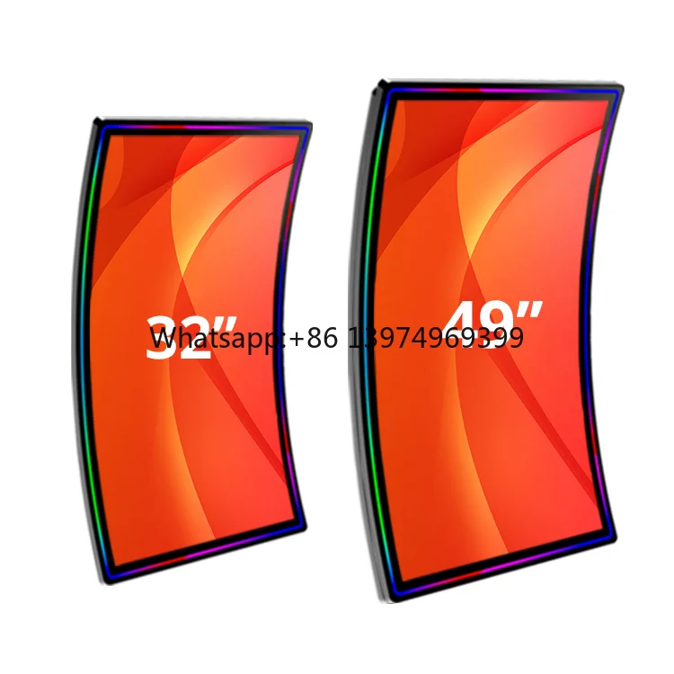 Cheap Led Light Display Touch Screen Lcd 32 43 55 Inch J Shape C Shape Display Large Curved Monitor