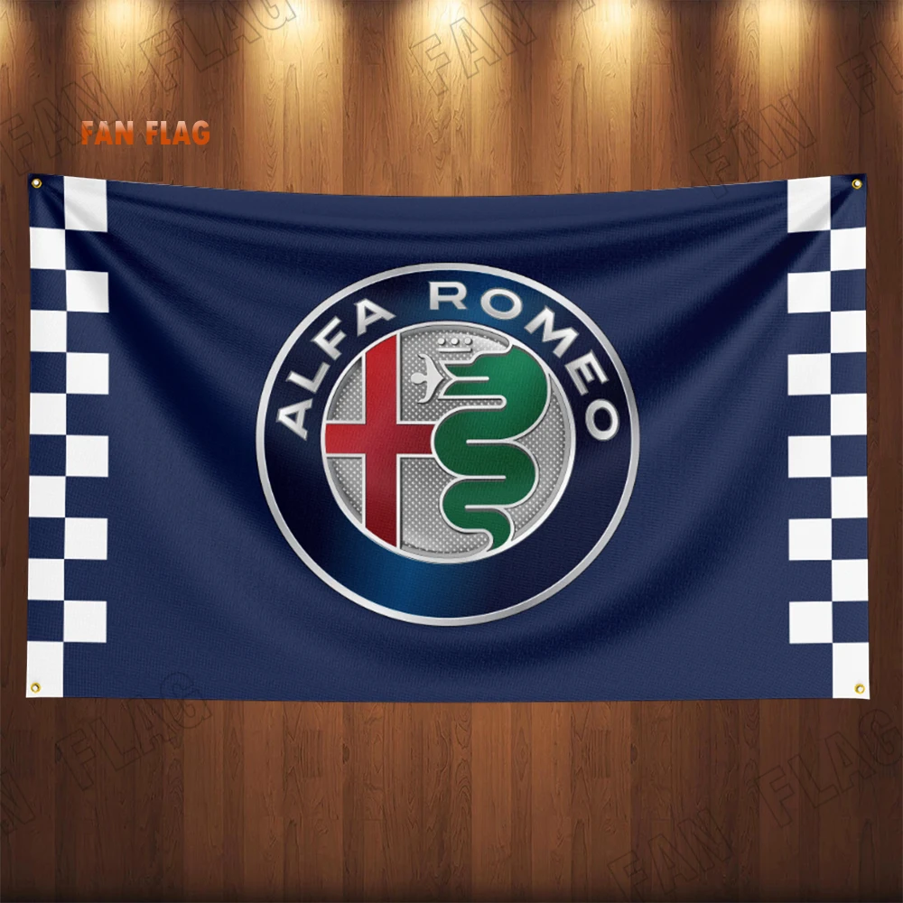 3x5 Ft Alfa romeos Flag Polyester Printed Car Banner Flags for Room Garage Decor