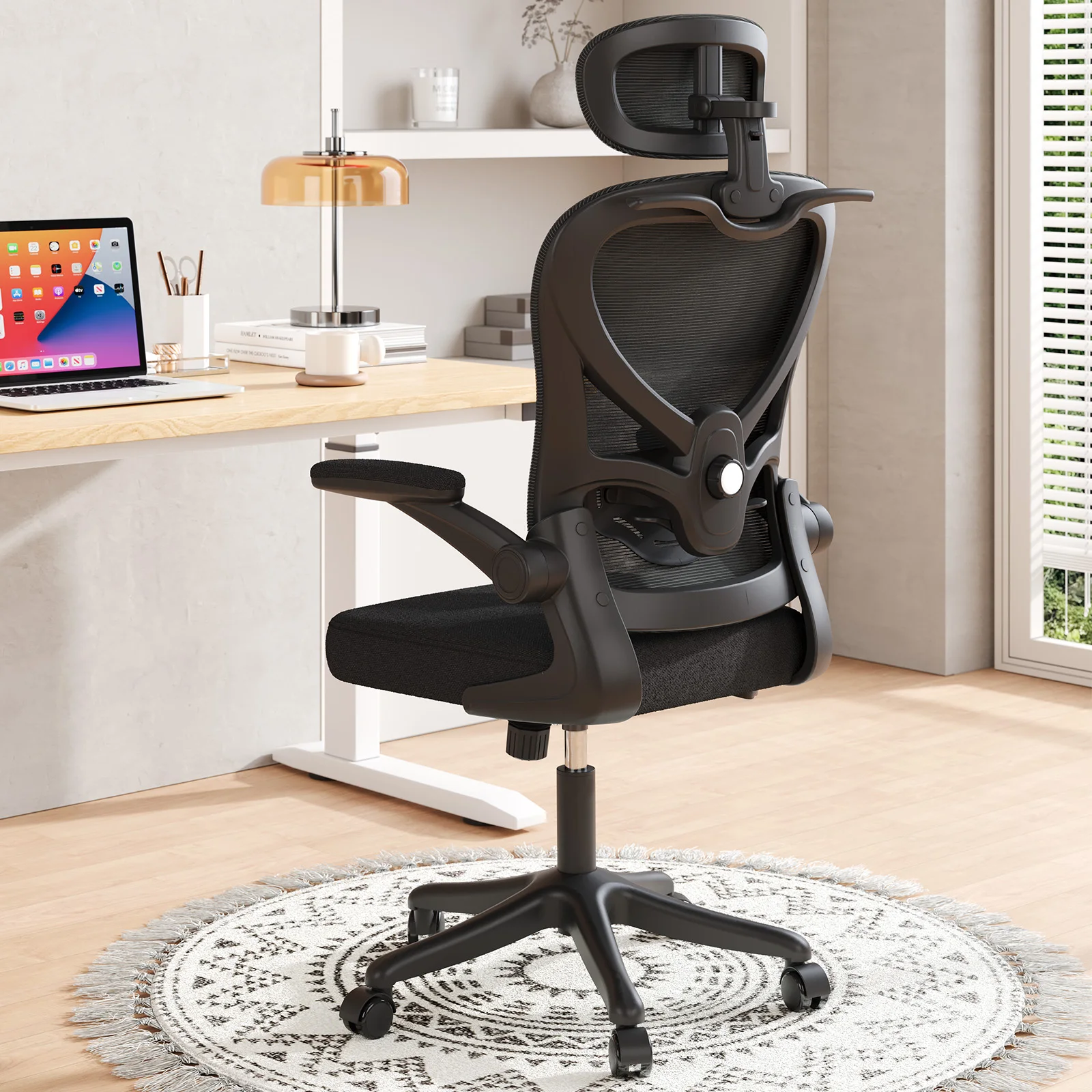 

Ergonomic Mesh Office Chair, Gaming Racing Computer Adjustable with 3D Headrest Flip-Up Arms High Back Coat Hanger Tilt Function