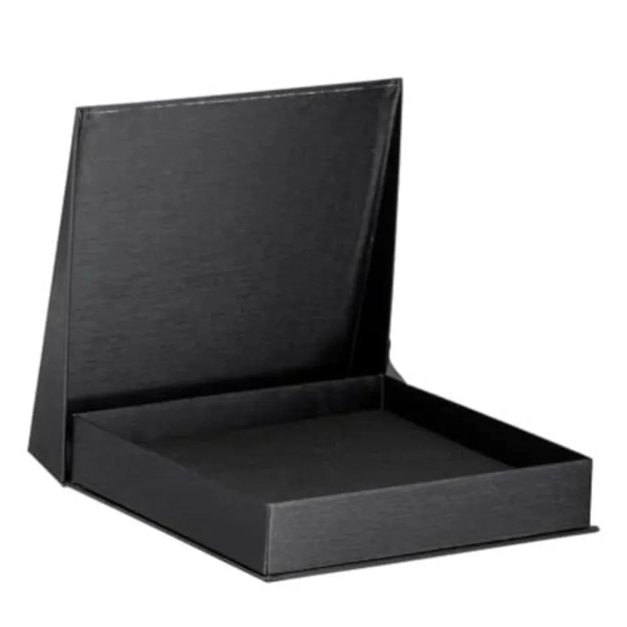 

Box - Silk Brushed Cardboard Paper Jewelry Gift Box With Elite Modern Angled Closure, Velvet Topped Foam Interior, For Unique P